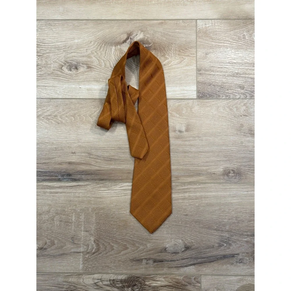 Stern & Field Mens Brown‎ Textured Stripe Polyester Neck Tie NWT VIntage 70s